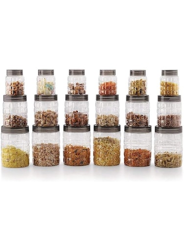Cello Checkers Plastic PET Canister Set, 18 Pieces, Clear