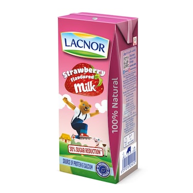 Lacnor Essentials UHT Strawberry Flavoured Milk, 180ml