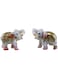 eSplanade Marble Elephant Family with Calf Set Sculpture or Showpiece Feng Shui Vastu Brings Goodluck Home Decor - Set of 3 (4.25" Inches Height) (Multicolor Stone Set of 2)