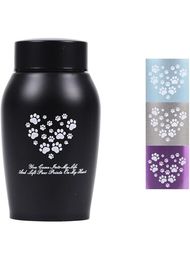 Youdear Memorials Stainless Steel Pet Urns,Premium Urns for Dog and Cat Ashes,Suitable Size Urns for Pet Ashes (Small, Black)