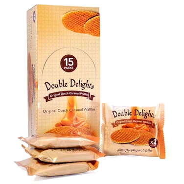 Double Delights Original Dutch Caramel Waffles, Duo Pack, 80g