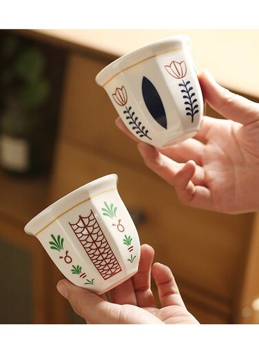 Ceramic Coffee Cups Mugs 2PCS Espresso Cups 180mL for Turkish Tea Cappuccino Latte