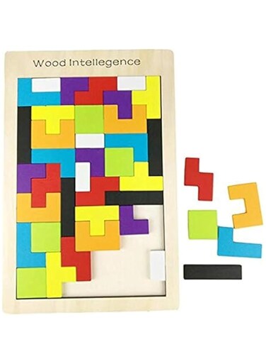 Wooden Tetris Puzzle 40 Pieces Brain Teasers Toy for Kids