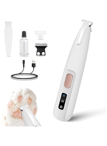HYRAINBOW Saffory Paw Trimmer, Electric Dog Trimmer for Dogs Paw Hair Trimmer, Pet Paws Trimmer with Led Light, Rechargeable Low Noise Pet Trimmer Hair Clipper