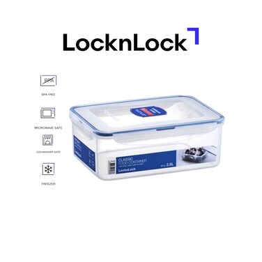 LocknLock 2.6L Rectangular Airtight Food Container with Divider - BPA-Free, Microwave, Freezer, and Dishwasher Safe