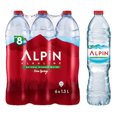 Alpin Alkaline Natural Mineral Water, 1.5L Pack of 6