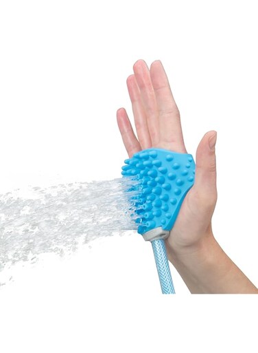 Aquapaw Dog Washer &amp; Shower Attachment   Fast &amp; Easy Indoor &amp; Outdoor Pet Bathing, Massaging &amp; Grooming   Includes 8-Foot Dog Shower Hose   Sprayer &amp; Scrubber in 1   As Seen on Shark Tank - Blue