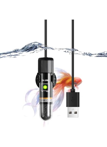 Joyzzz Aquarium Heater, USB Power Supply Mini Heater, 10W/15W Small Submersible Fish Tank Heater with Digital Display Thermostat, for Aquariums up to 1 Gallon used for Turtles, Pet Fountains