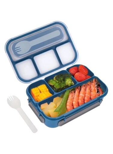Kids Lunch Box, Adult Lunch Box, Bento Box Lunch Containers for Adults/Kids/Toddler, for School, Office 1300ML-4 Compartment Microwave &amp; Dishwasher &amp; Freezer Safe, BPA Free (Blue)