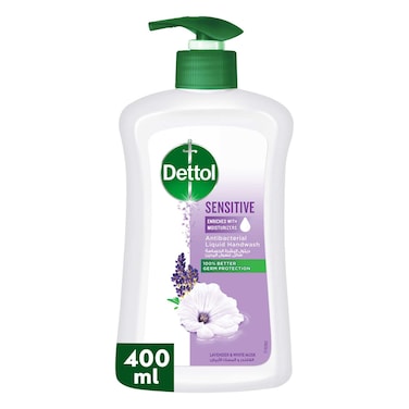 Dettol Sensitive Liquid Handwash Pump, Lavender &amp; White Musk Scent, 400ml