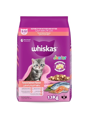 Whiskas Mother and Kitten Tuna and Salmon Flavour, 1.1Kg Bag, Dry Kitten Food, Cat Food with Prebiotics and Colostrum