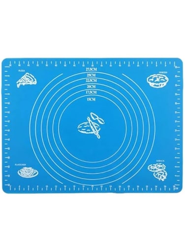 Rahalife Kitchen Baking Tool Pastry Roll Mat Blue/White 38x28cm Silicone Baking Mat For Pastry Rolling With Measurements, Liner Heat Resistance Table Placemat Pad Pastry Board (81027)