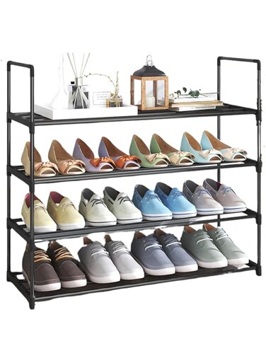 Sortify 4 Tier Shoe Rack and Organizer, Sturdy Metal Shoe Organizer Space Saver for Entryway, Easy to Assemble Compact Shoes Rack with Large Capacity, Free Standing Shoe Storage Cabinet 80x26x73 cm