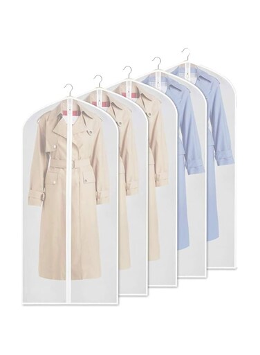 Emand Garment Covers Bag Anti-moth Clothes Protection,[120 * 60cm][5Pack][PEVA Moth-Proof] Breathable Foldable Washable for Storage Long Dress Dance Costumes Clothes Covers Bag (XL)