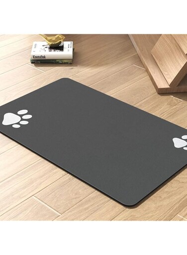 FDTY 1 pcs Pet Feeding Mat-Absorbent Dog Mat for Food and Water Bowl-No Stains Quick Dry Dog Water Dispenser Mat-Dog Accessories Pet Supp for Messy Drinkers(Dark Grey)