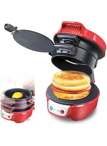 NALACAL Breakfast Sandwich Maker, 3 in 1 Sandwich Maker Egg McMuffin Maker Nonstick Sandwich Cooker Multi-Use Sandwich Grill Electric Sandwich Toaster All-in-One Breakfast Cooker for Quick Breakfast