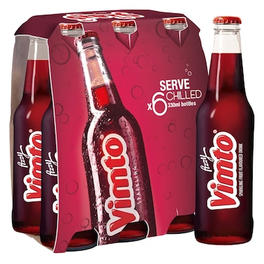Vimto Fizzy Sparkling Fruit Flavoured Drink Bottle, 330ml Pack of 6