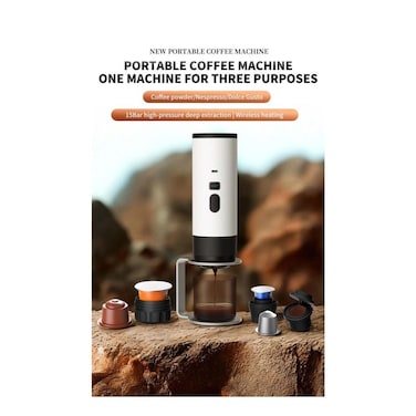 Portable Coffee Maker, 3-in-1 Wireless Espresso Machine, Self-Heating, for Travel, Car, Camping