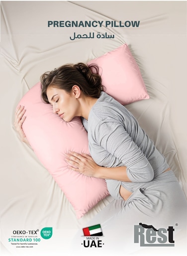 Maternity V-Shaped Extra Smooth Pillow 70x70cm Suitable for Neck and Back Support Sleeper Pillow Head Support Microfiber Pain Relief Pink