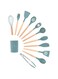 CHEFICOO Kitchen Cooking Utensils Set, 11 pcs Silicone Cooking Kitchen Utensils Spatula Set with Holder, Non-stick Heat Resistant, Wooden Handle Silicone Kitchen Gadgets Utensil Set Green