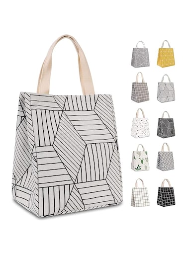 HOMESPON Reusable Lunch Bag Insulated Lunch Box Canvas Fabric with Aluminum Foil, Lunch Tote Handbag for Women,Men,Office