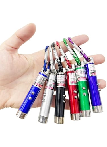 WNZQK 6 PCS Cat Toys Laser Pointer Mini Keychain Laser Pointer LED Flashlight Dog Cat Laser Toy Pet Remote Control Laser (6 Pcs Pack B)