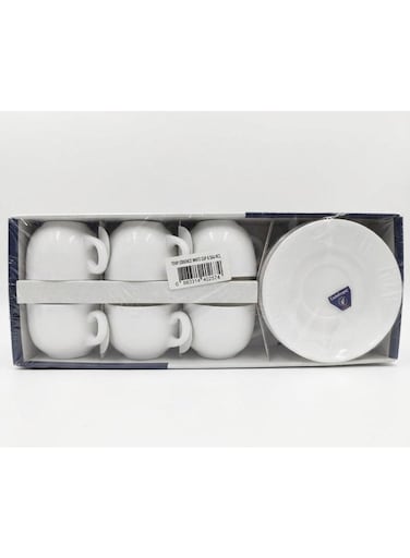 12Pcs Cup And Saucer Set 3Oz Cup And 11 Cm Saucer White Color Ceramic