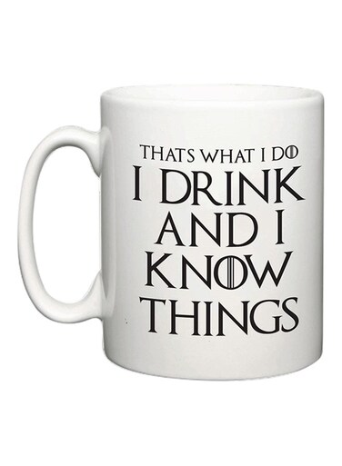 Your Wall I Drink And I Know Things, Game of Thrones Coffee Mug Off White/Black