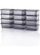 12 Lunch Box Breakfast Storage Containers with 12 lids- Microwave, Freezer and Dishwasher Safe - Plastic Reusable Takeaway Food Storage Boxes with Lids &ndash; Pack of 12 Pcs, 250 ml Rectangular