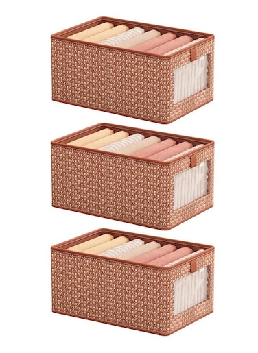 3 Pieces Foldable Closet Storage Organizer Closet Storage Bin with Carrying Handles Washable Closet Storage Box for Clothes Wardrobe Home Bedroom