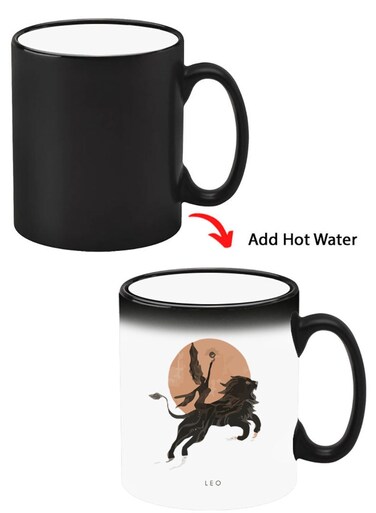 Color Changing Heat Sensitive Ceramic Mug, Image Revealed When HOT Liquid is Added! Leo-01