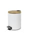 Bins Soft-Close Pedal Bin &acirc;&euro;&ldquo; Bamboo Top &amp; Matte White Body with Metal Pedal-5L