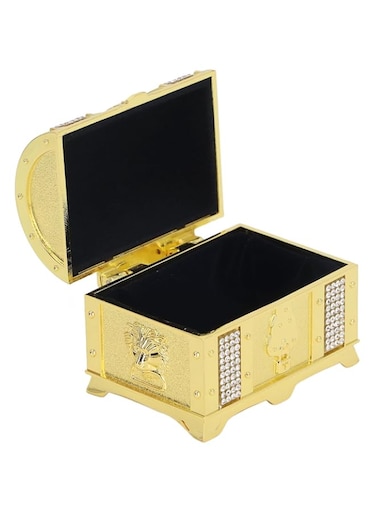 VELATEMOR Vintage Metal Jewelry Box, Cuboid Shape, Metal Material, Multifunction, Unique Style, Compact Size, Zinc Alloy, for Rings Earrings Necklace Keepsake