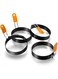 Patelai 4 Pcs Professional Egg Ring Pancake Ring Set Stainless Steel Fried Egg Ring Griddle Pancake Shapers with Orange Silicone Handle for Breakfast Omelette Sandwich (4 Pcs, 4 Inch)