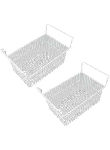 Cryfokt Freezer Organizer Bins, 2Pcs Wide Application Wire Storage Basket for Countertops for Snacks (56.5 X 25.2 X 24cm / 22.2 X 9.9 X 9.4in (L X W X)