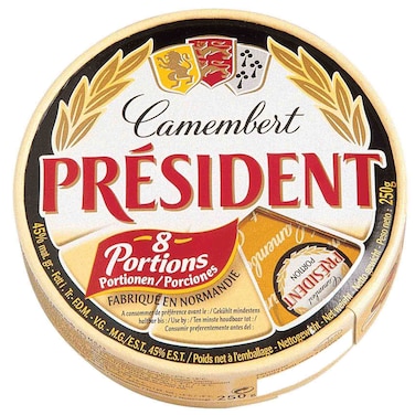 Pr&eacute;sident Camembert Cheese 8 Portions, 250g