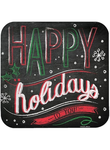 Creative Converting Chalk Messages Happy Holiday Dinner Plates 8-Pack- 9-Inch Length