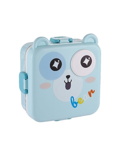 علبة غداء موبكوس الكرتونية، علبة بينتو للأطفال والكبار، حاويات غداء قابلة للتكديس مانعة للتسرب بتصميم ملعقة وحوت، علبة طعام من الفولاذ المقاوم للصدأ آمنة للاستخدام في غسالة الصحون والميكروويف. (أزرق)