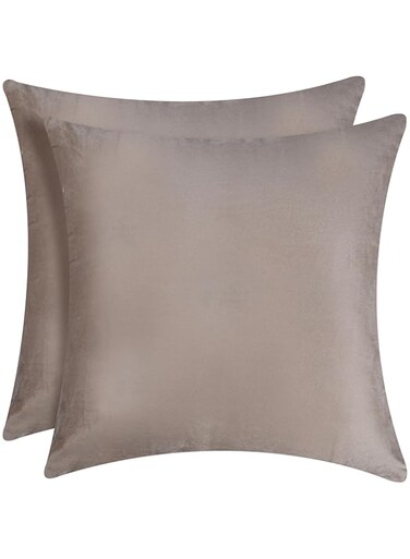 Eminence Home 2-Piece Vespera Dutch Velvet Cushion Cover 50x50cm (Beige), Supersoft High Qulity Velvet Fabric, Durable and Easycare, Machine Washable &amp; Quickdry, Fade Resistant, Wrinkle Free.