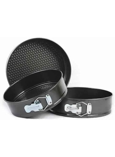 Spring Non Stick Round Cake Mould 3 Pcs Set, 2017-109, Black, Aluminum Material
