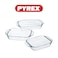 Pyrex Rectangular Roaster Set of 3 (2.1L + 2.9L + 3.8L) - Oven, Microwave, Freezer, and Dishwasher Safe