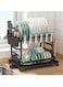 Dish Drying Stand With Drainer 2 Tier Dish Drying Rack 5 in 1 Metal Dish Organizer with Cups Holder Utensil Holder and Cutting Board Holder Over The Sink Dish Rack Kitchen Counter Space Saver