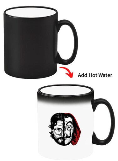 Color Changing Heat Sensitive Ceramic Mug, Image Revealed When HOT Liquid is Added! Money Heist Professor