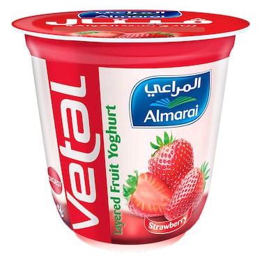 Almarai Strawberry Flavoured Layered Fruit Yoghurt, 140g