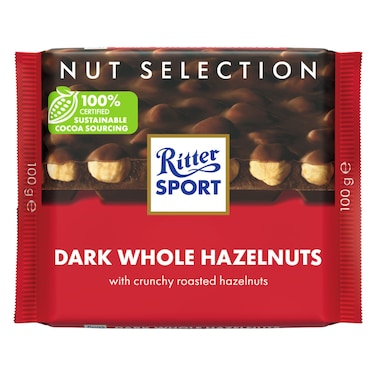 Ritter Sport Dark Whole Hazelnuts Chocolate, 100g