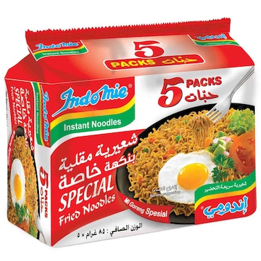 نودلز إندومي سريعة التحضير مع مسحوق التوابل والصلصة، 85 غرام حزمة من 5