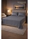 3&acirc;&euro;&lsquo;Piece Striped Microfiber Flat Bed Sheet Set Super King 240x260cm &acirc;&euro;&ldquo; Soft Breathable Flat Sheet with 2 Pillowcases 50x70cm, Grey Microfiber Grey 240x260cm