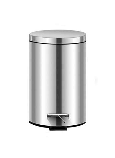 Bin With Stainless Steel Bar Pedal, Soft-Closing Mechanism For Home and Office Use, 7 Litre, Silver