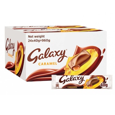 Galaxy Caramel Chocolate Bar, 40g Pack of 24