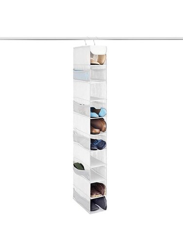 ZOBER 10-Shelf Hanging Shoe Organizer Hanging Closet Shoe Organizer with Side Mesh Pockets, Space Saving Shoe Holder &amp; Storage, Closet Organizer Great for Shoes, Purses